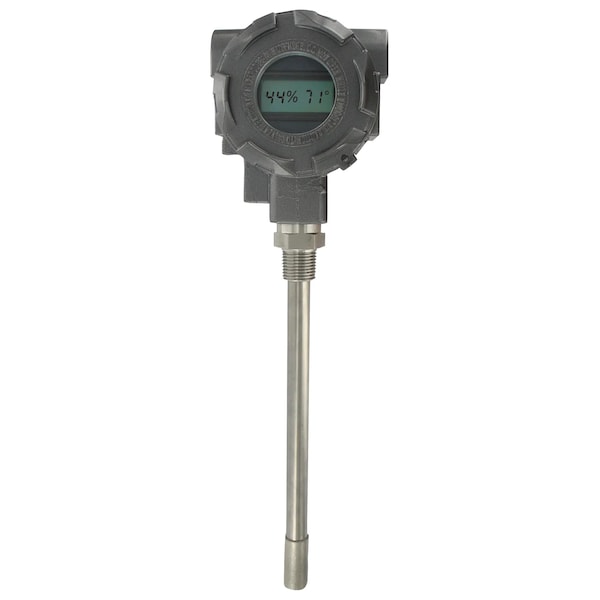 Explosion-proof humidity transmitter with LCD display.